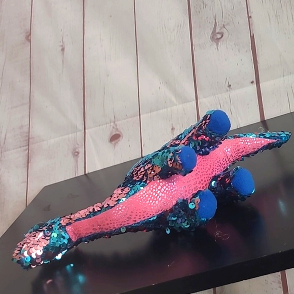 TY Beanie Baby Flippables TREMOR Dinosaur Blue Pink Sequins 6" NASA SpaceX - Picture 13 of 16